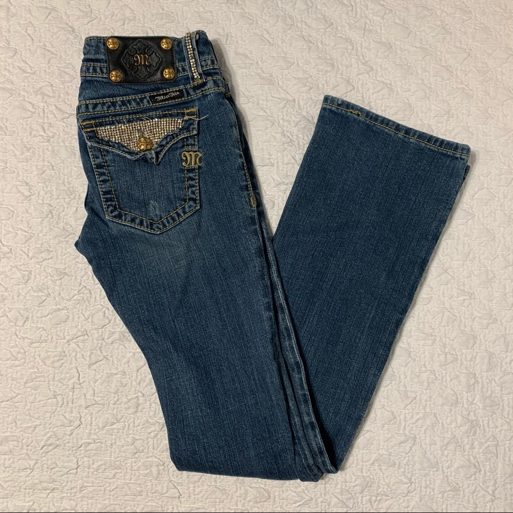 Miss Me • rhinestone bling bootcut jeans Sz 27